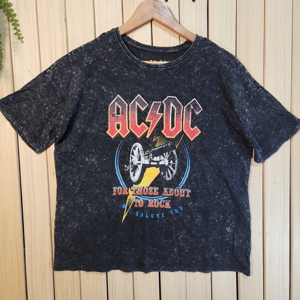 AC/DC Graphic T Shirt - Black with Bold Graphic Size S Rock Band
